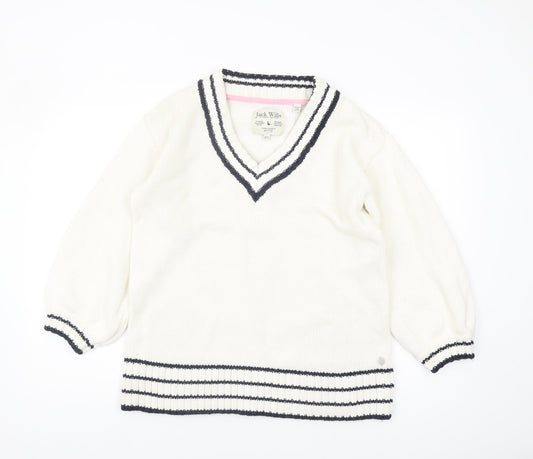 Womens UK 12 Regular Jack Wills Ivory Pullover Cable-Knit