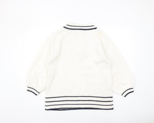 Jack Wills Women's Ivory V-Neck Pullover Jumper Size 12