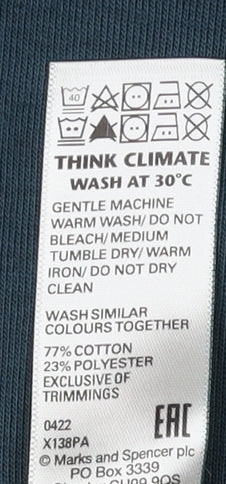 Brand and care label for Marks & Spencer boys’ multicoloured hoodie, 13-14 years, pullover