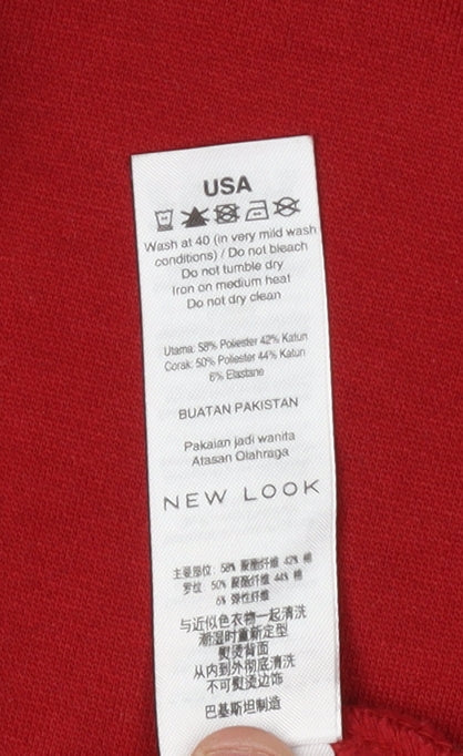 Brand and care label for New Look girls’ red hoodie 12-13 years pullover casual logo