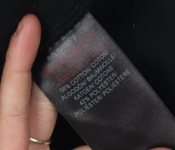 Brand and care label for Rascal boys’ black sweatshirt, 11-12 years, pullover logo