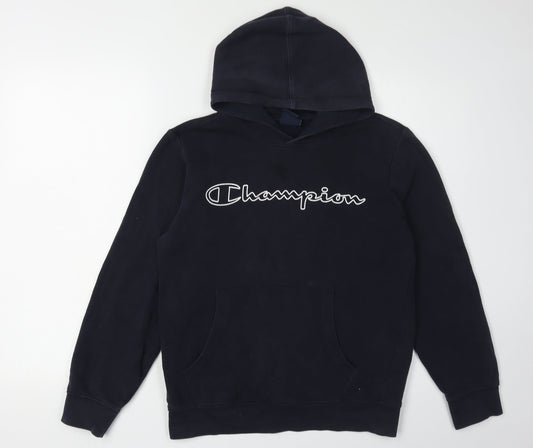 Additional front view of Champion boys’ black hoodie pullover, size 13-14, years