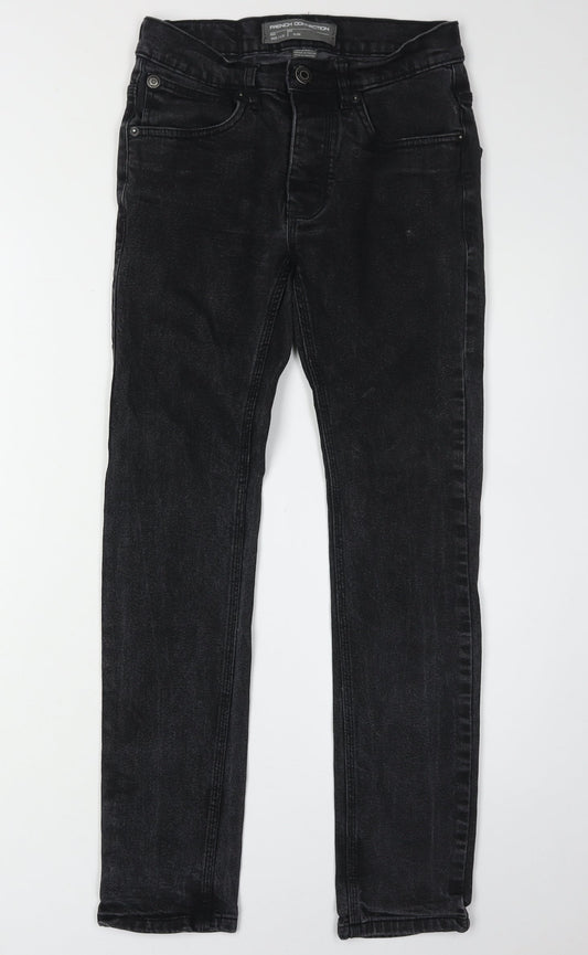 Additional front view of French Connection Men's Black Skinny Jeans, size 28