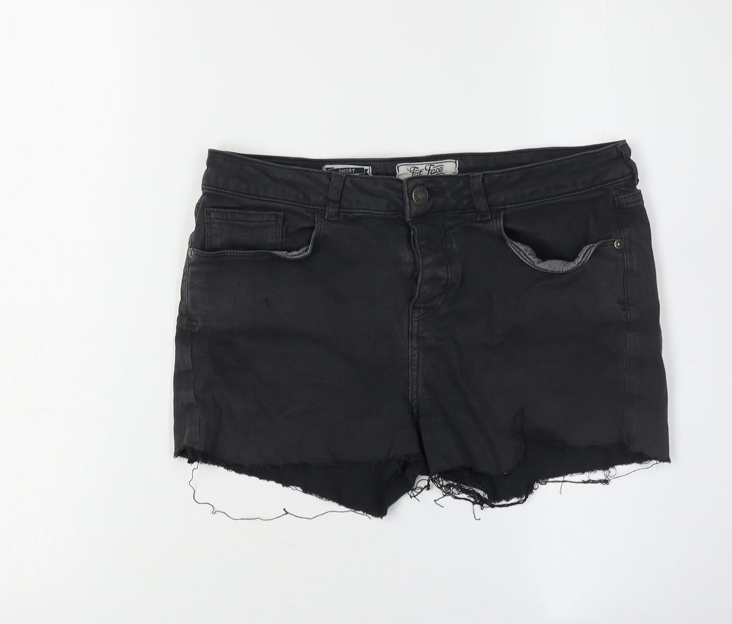 Fat Face Women's Black Cut-Off Denim Shorts Size 10