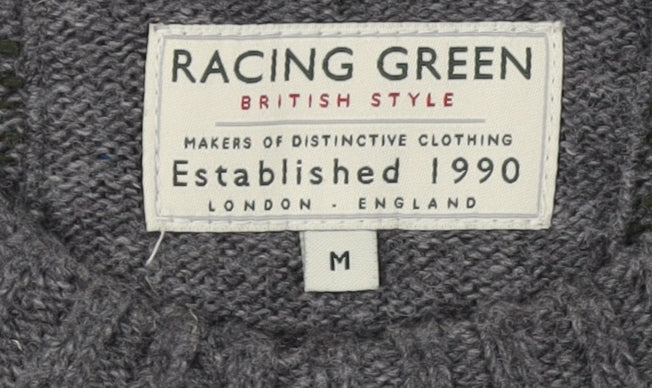 Racing Green Men's Grey Waffle Knit Pullover Jumper - M