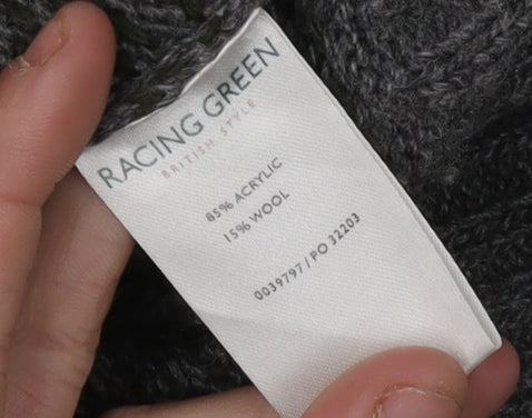 Racing Green Men's Grey Waffle Knit Pullover Jumper - M