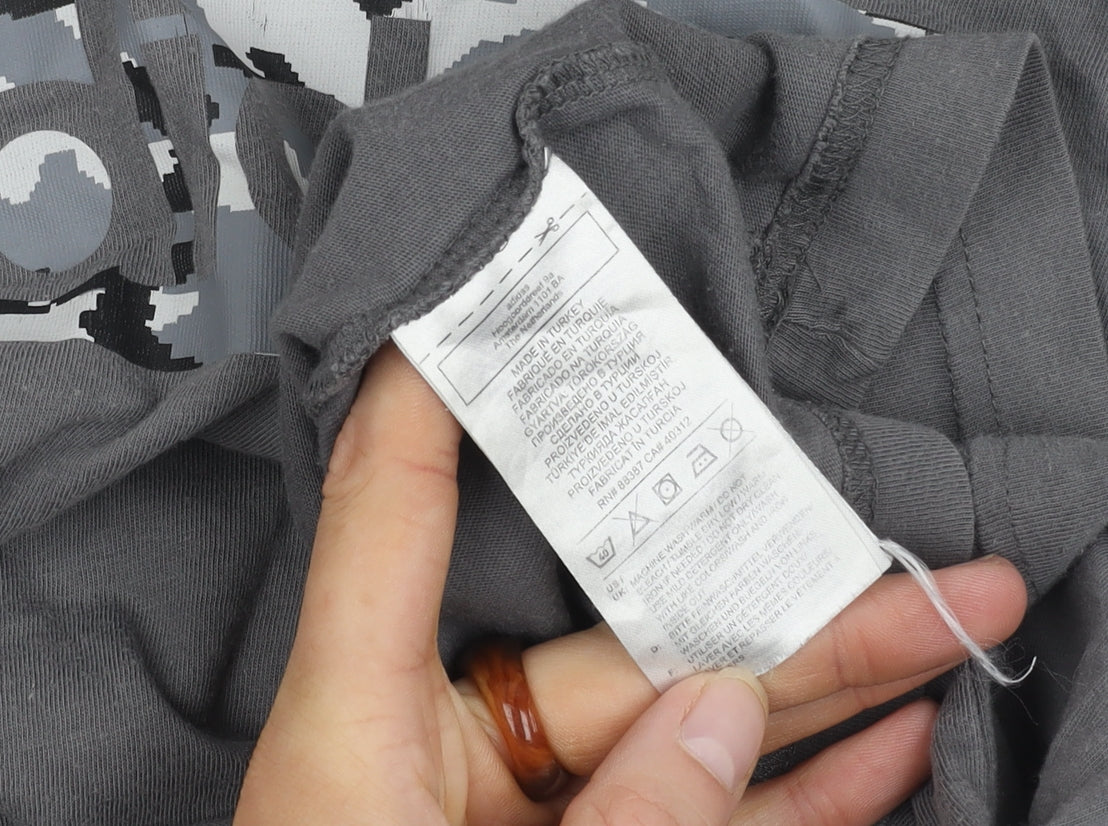 Brand and care label for adidas boys’ grey logo t-shirt, m - sporty & casual style