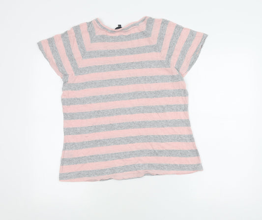 Crew Clothing Pink Grey Striped T-Shirt Women's Size 14