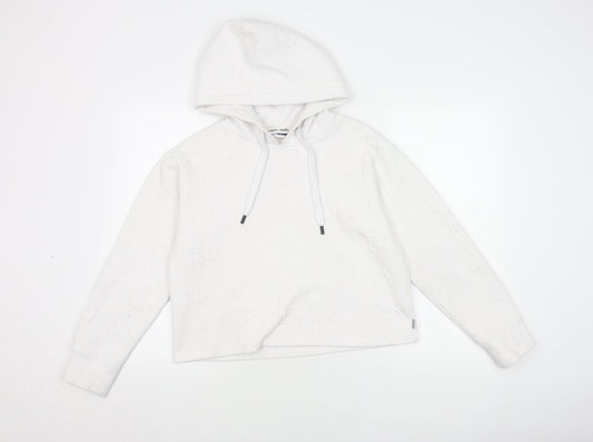 DKNY Women's White Pullover Hoodie, Small, Logo Print
