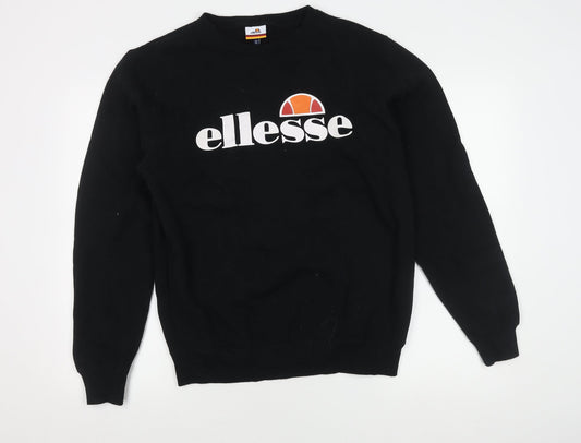 Ellesse Black Unisex Sweatshirt Size 12 Pullover Logo