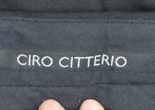 Ciro Citterio Men's Black Straight Leg Trousers 34L
