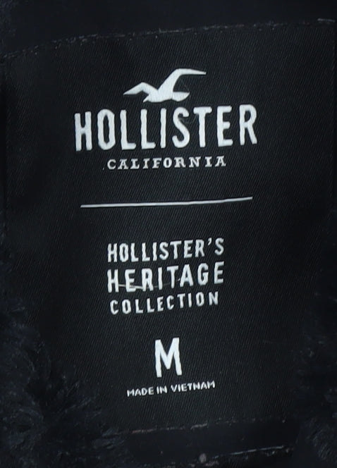 Hollister Women's Black Parka Jacket Size M - Stylish Fur Trim