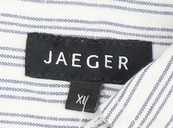 Jaeger Men's XL Blue Striped Cotton Dress Shirt