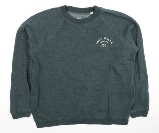 Jack Wills Women’s Green Pullover Sweatshirt Size 14