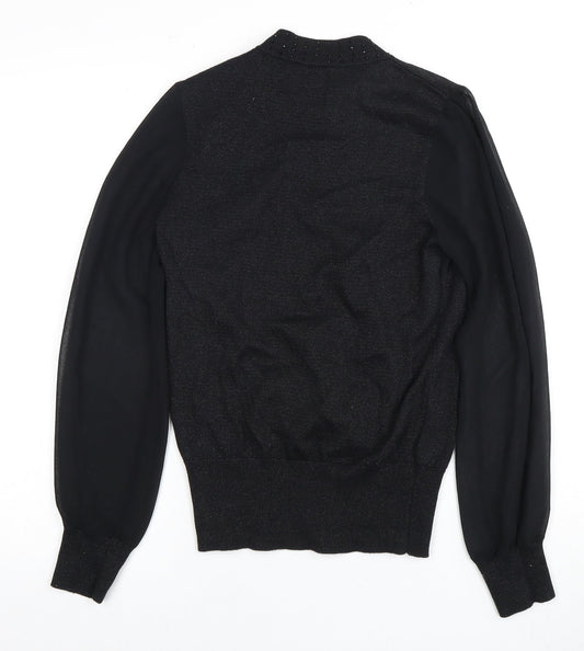 Oasis Women's Black High Neck Beaded Sweatshirt Size S