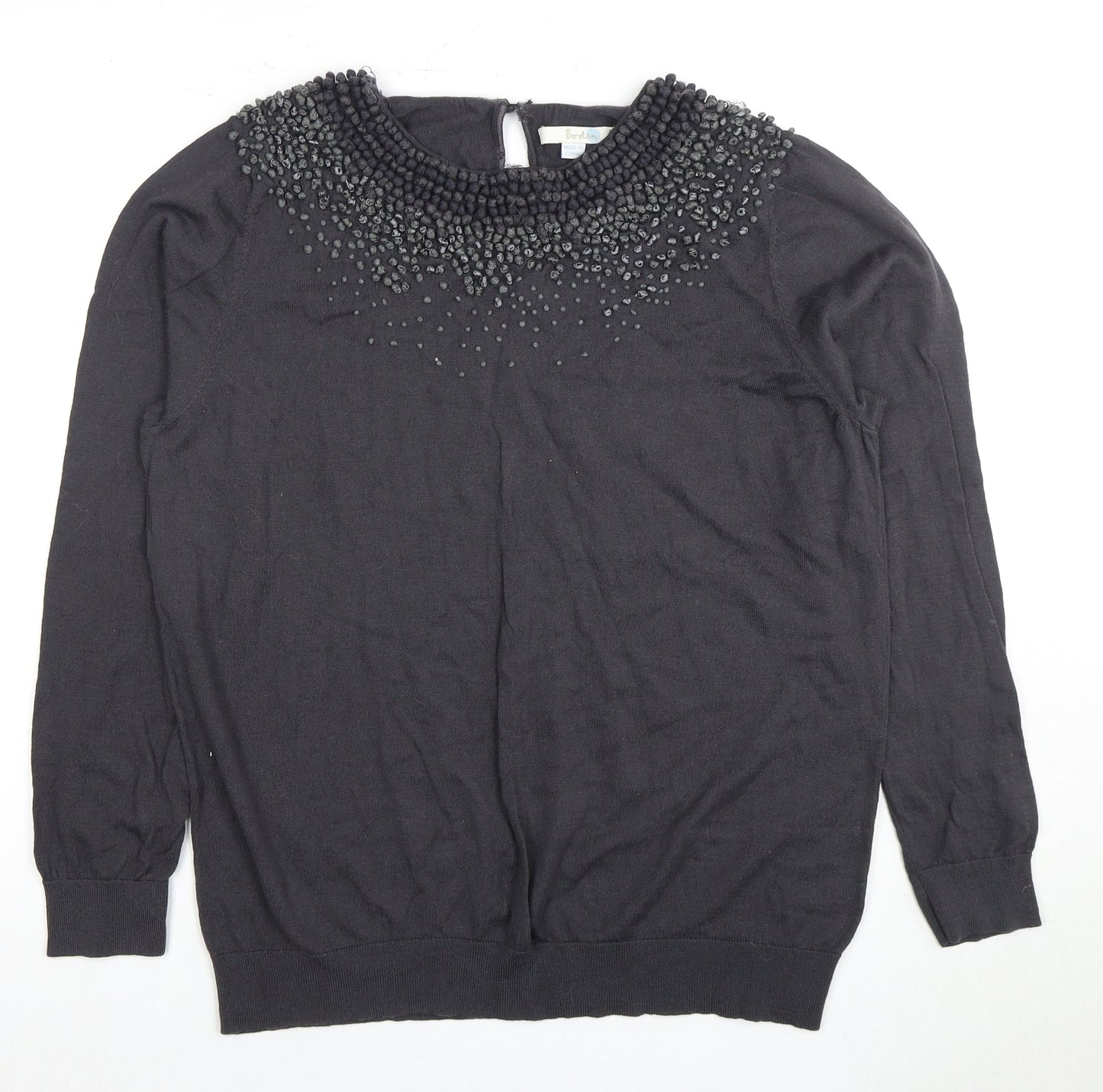 Boden Women's Black Beaded Long Sleeve Blouse Size 20