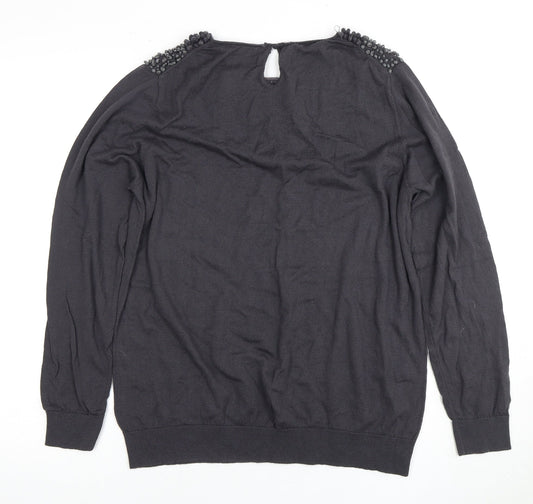 Boden Women's Black Beaded Long Sleeve Blouse Size 20