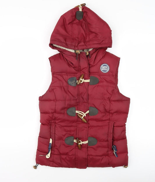 Superdry Women's Red Hooded Waistcoat S