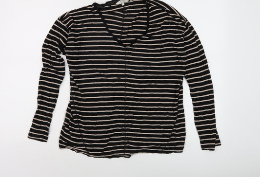 Womens UK Size 10 FatFace Black Viscose Blend T-Shirt
