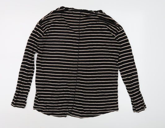 FatFace Women's Black Striped V-Neck Long Sleeve Top