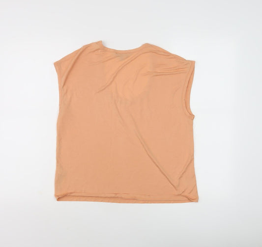 Womens UK Size XS Massimo Dutti Beige Cotton T-Shirt