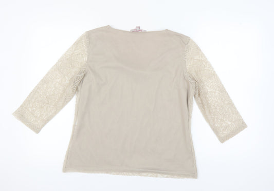 Womens UK Size M Jacques Vert Beige Polyester Blouse