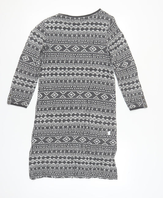 White Stuff Grey Geometric Jumper Dress, Size 12, Long Sleeves