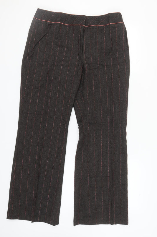 Laura Ashley Women's Black Striped Wool Trousers