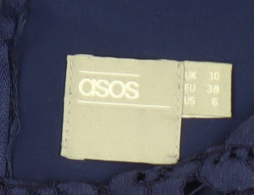 Brand and care label for ASOS Blue Floral Lace Dress, Women, UK 10, Long Sleeve