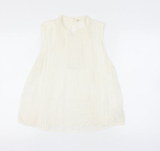 GAP Women's Ivory XL Sleeveless Crochet Blouse