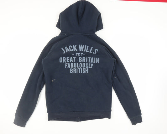 Jack Wills Women's Blue Full Zip Hoodie - Size 12