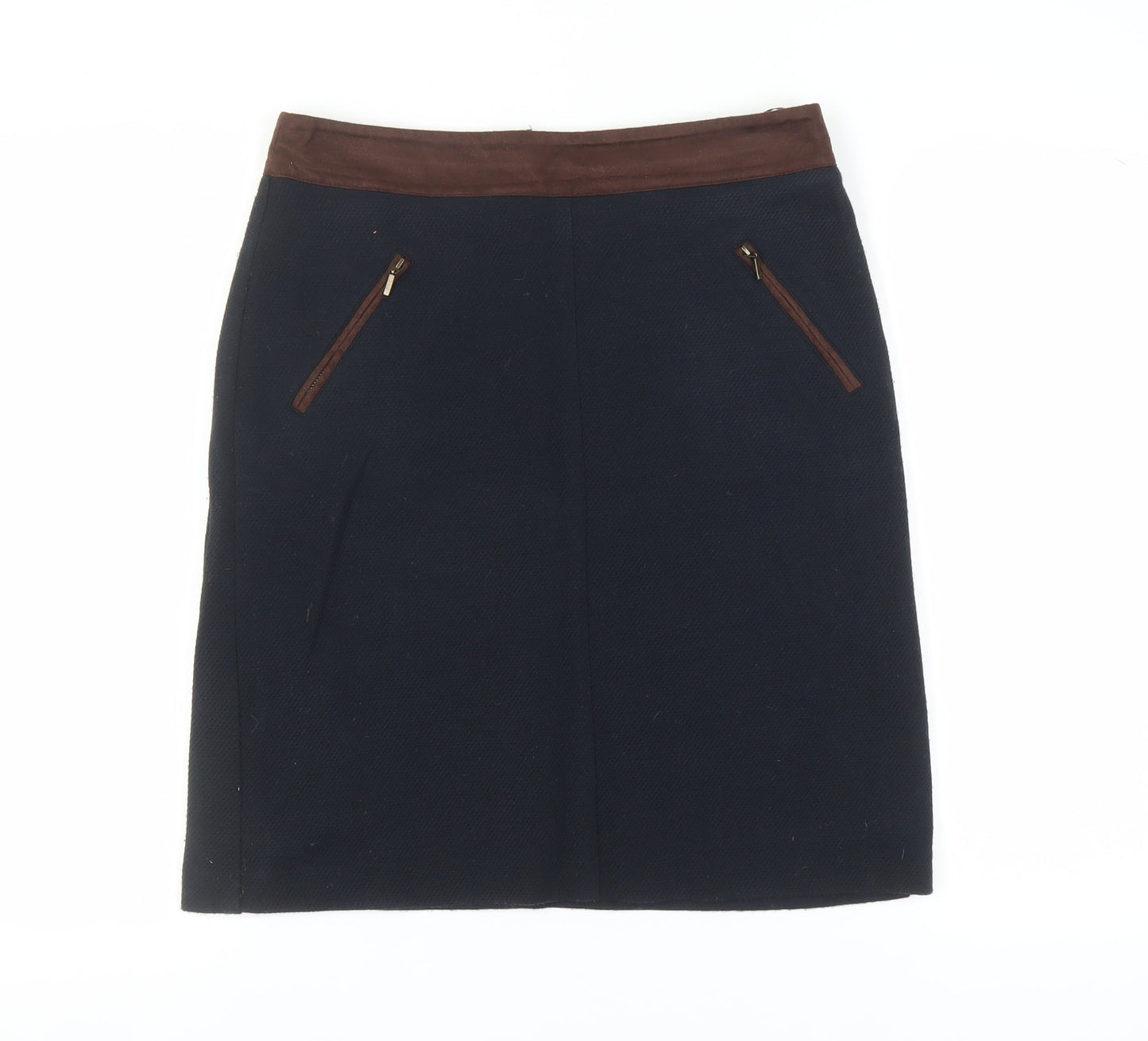 Laura Ashley Women's Black Pencil Skirt, Size 12, Elegant Zip