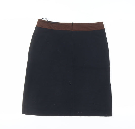 Laura Ashley Women's Black Pencil Skirt, Size 12, Elegant Zip