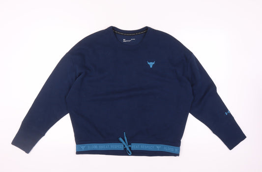 Under Armour Blue Pullover Sweatshirt, Unisex L, Relaxed Fit