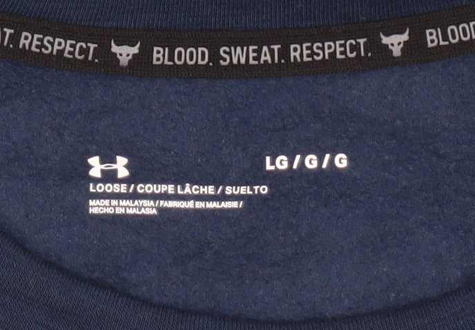 Under Armour Blue Pullover Sweatshirt, Unisex L, Relaxed Fit