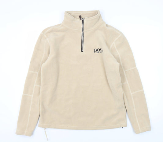 Hugo Boss Men Beige 1/2 Zip Sweatshirt S