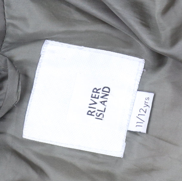Additional view of River Island girls’ green 11 years parka coat fur trim