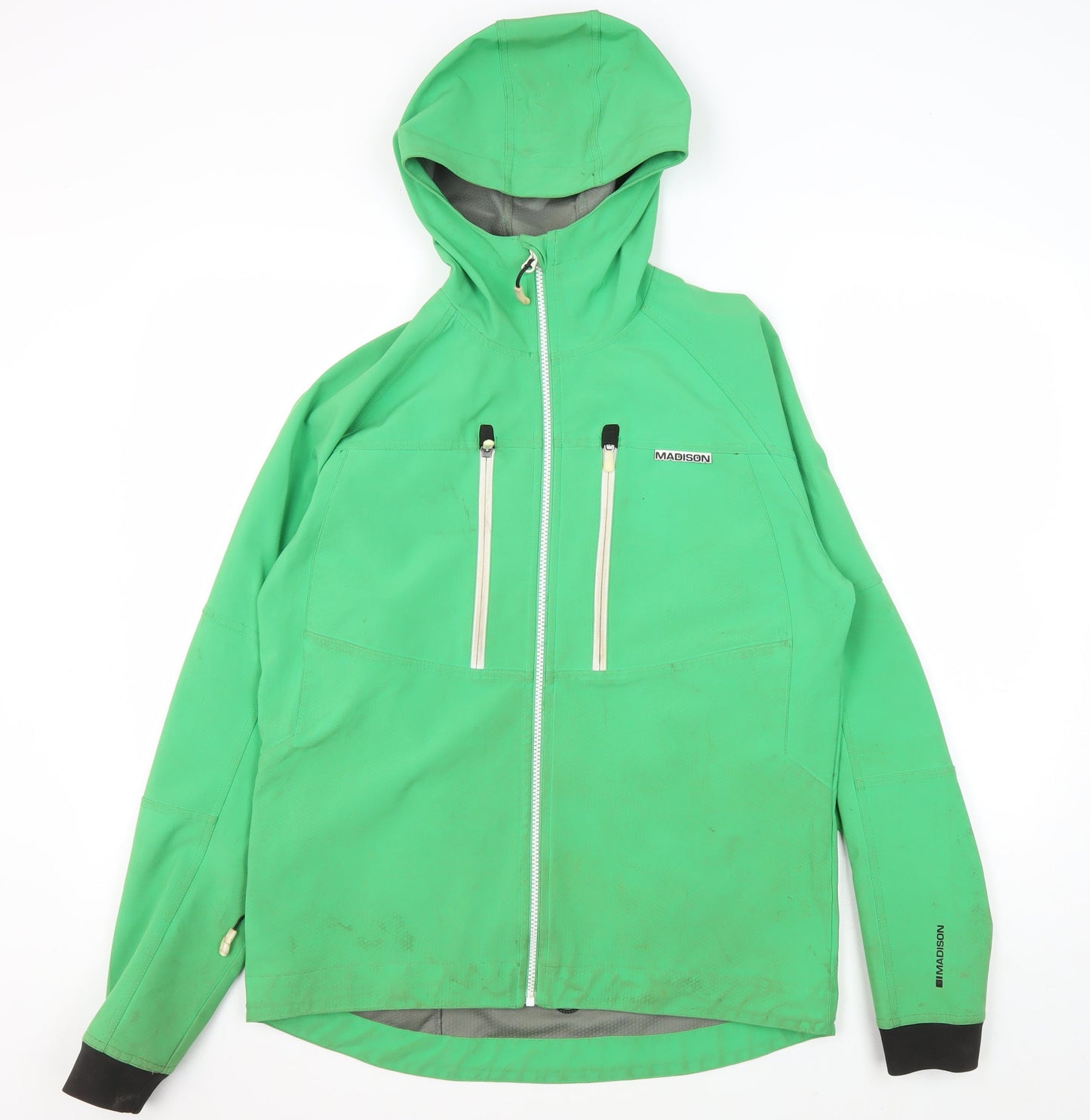 Madison Men's Green Cycling Jacket, M, Hooded Zip Pockets