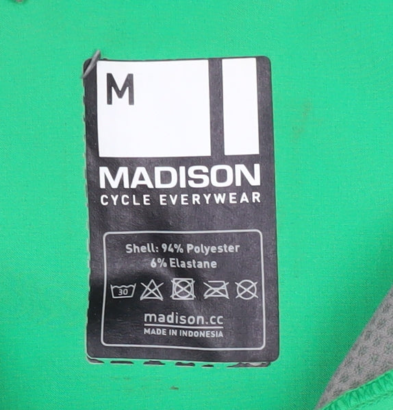 Madison Men's Green Cycling Jacket, M, Hooded Zip Pockets