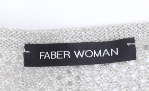 Brand and care label for Faber Woman Grey V-Neck Knit Jumper, size 18