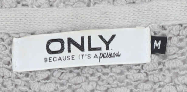 Brand and care label for Only Women's Grey Cardigan M - Relaxed Chunky-Knit