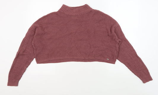 Hollister Women’s Pink Knit Mock Neck Jumper, Size S