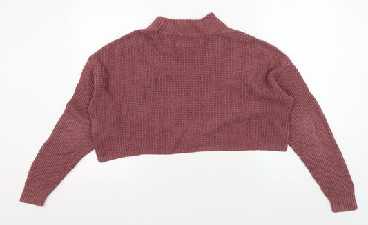 Hollister Women’s Pink Knit Mock Neck Jumper, Size S