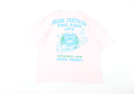 Jack & Jones Men's Pink Graphic Print XL T-Shirt