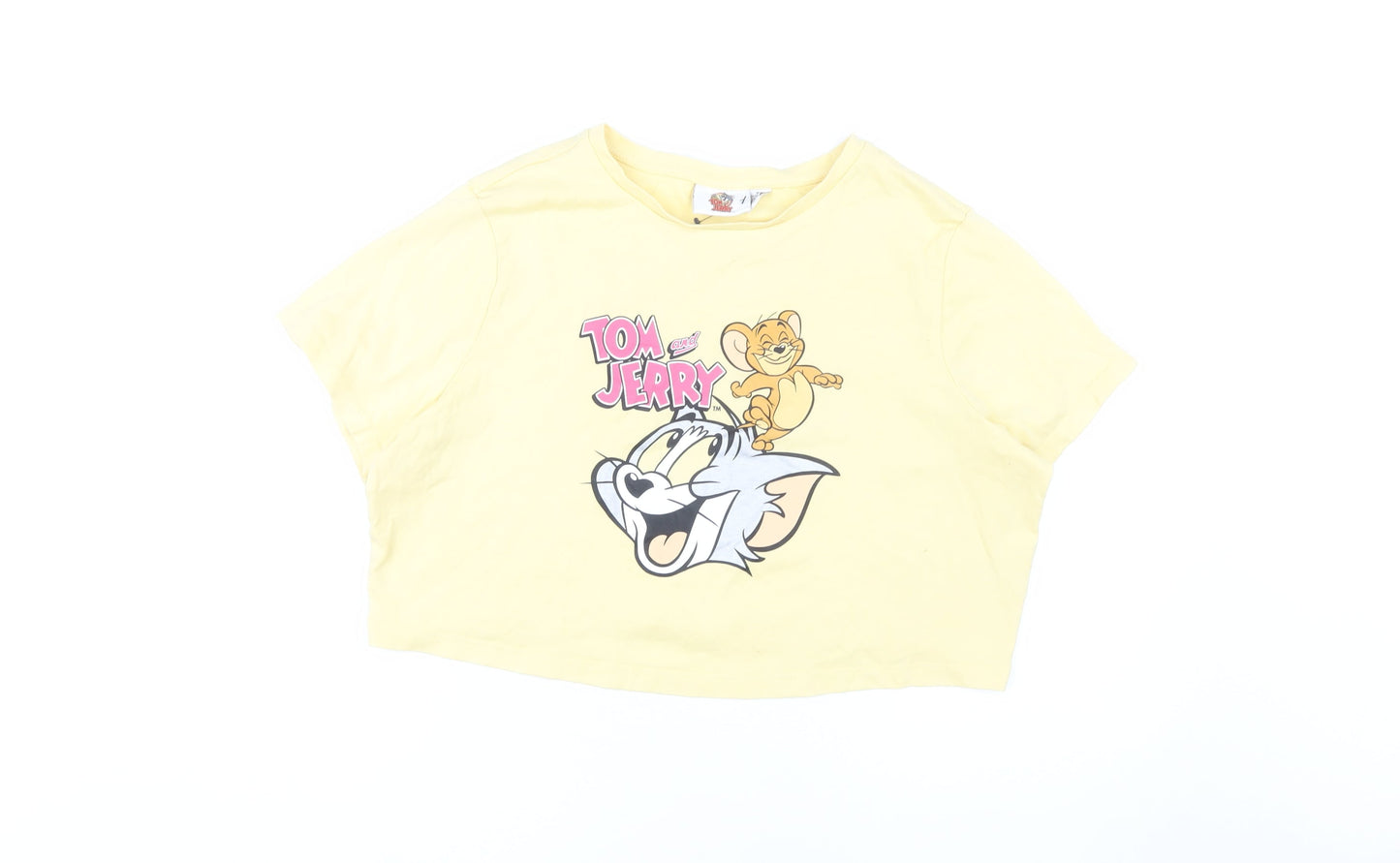 Tom & Jerry Women's Yellow Cropped T-Shirt 2XL
