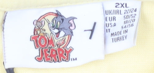 Tom & Jerry Women's Yellow Cropped T-Shirt 2XL