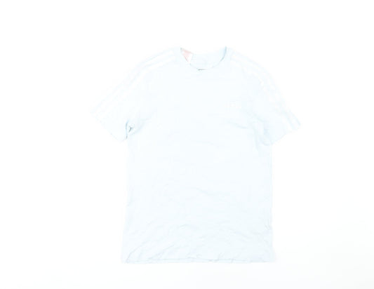 Adidas Boys White T-Shirt, Size 11-12, Casual Basic Tee