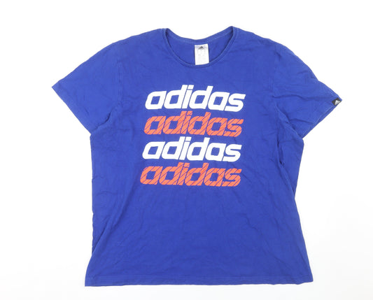 Mens UK Size XL adidas Blue Cotton T-Shirt