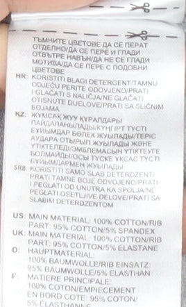 Brand and care label for Adidas Women's Grey Ringer T-Shirt, size 10