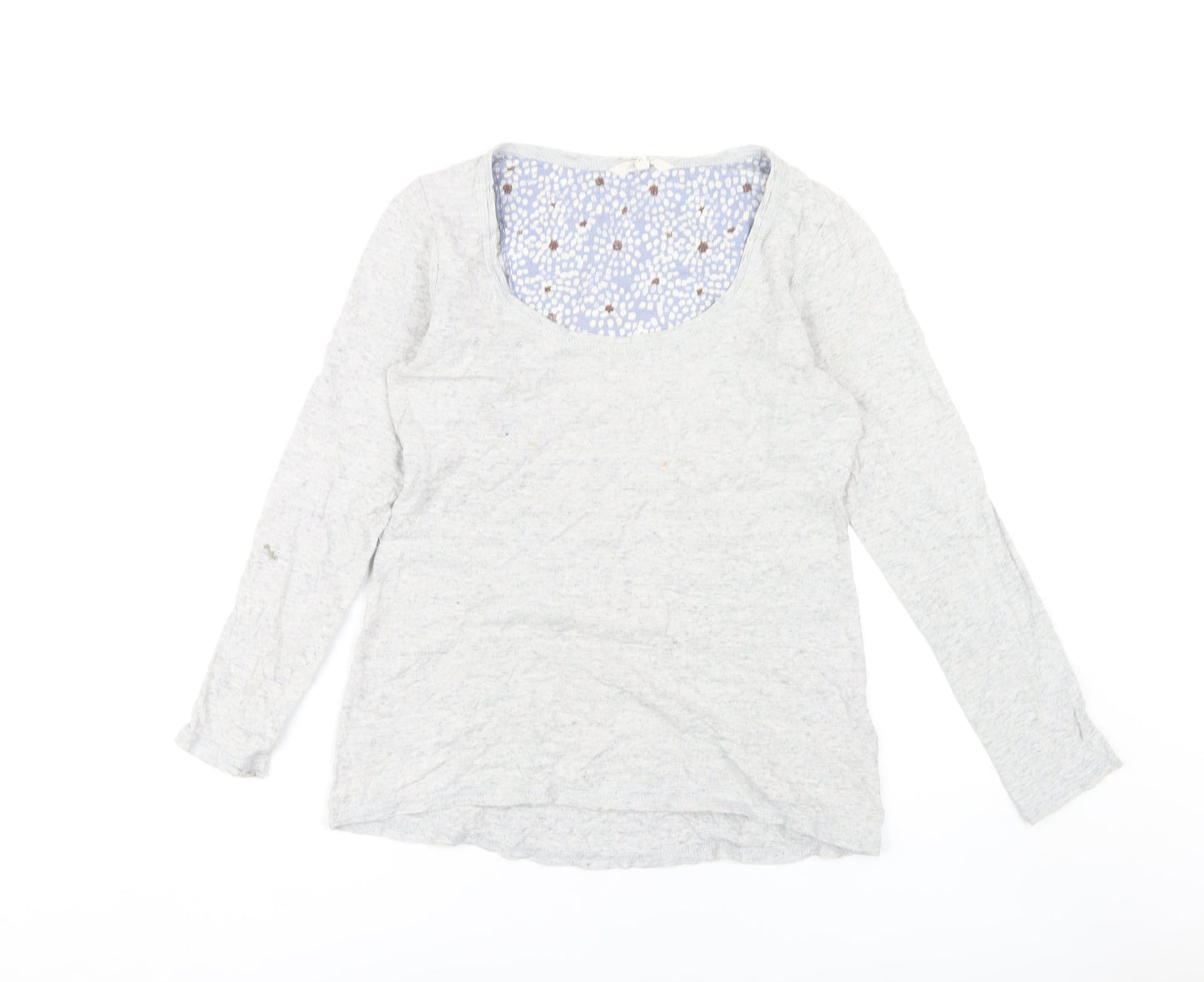 White Stuff Women's Grey Long Sleeve Basic T-Shirt Size 12